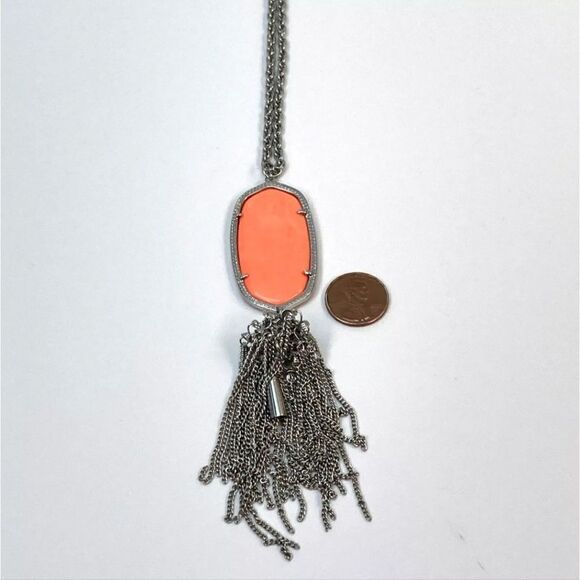Designer Kendra Scott Silver-Tone Rayne Tassel Pendant Necklace - Picture 3 of 4